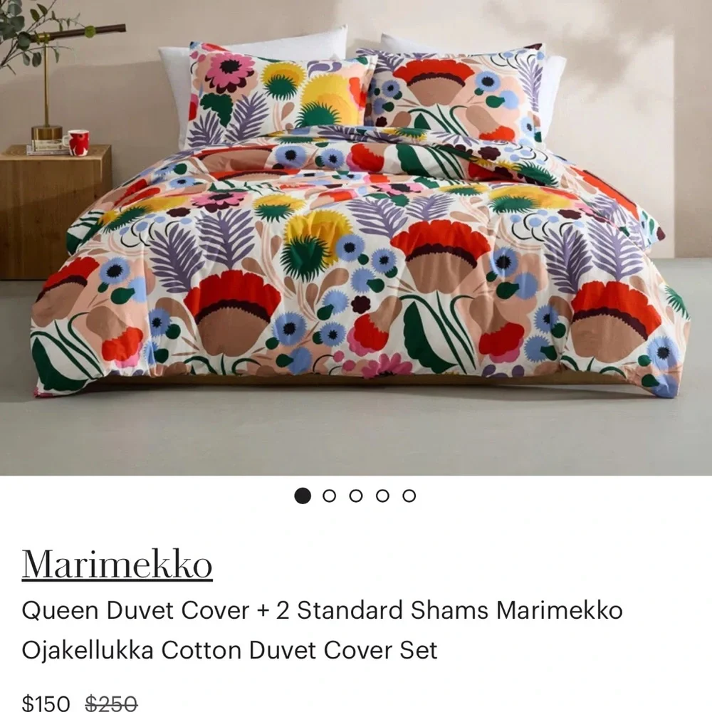 NEW Marimekko Ojakellukka KING Duvet w/2 shams.Reversible RARE NO OFFERS - Picture 9 of 12